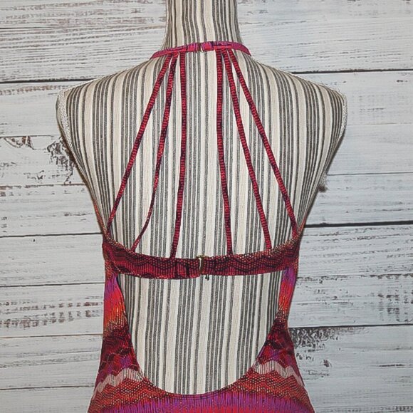 La Blanca Striped Abstract Print One Piece Swimsuit Bath Suit Size 14 - Picture 6 of 7